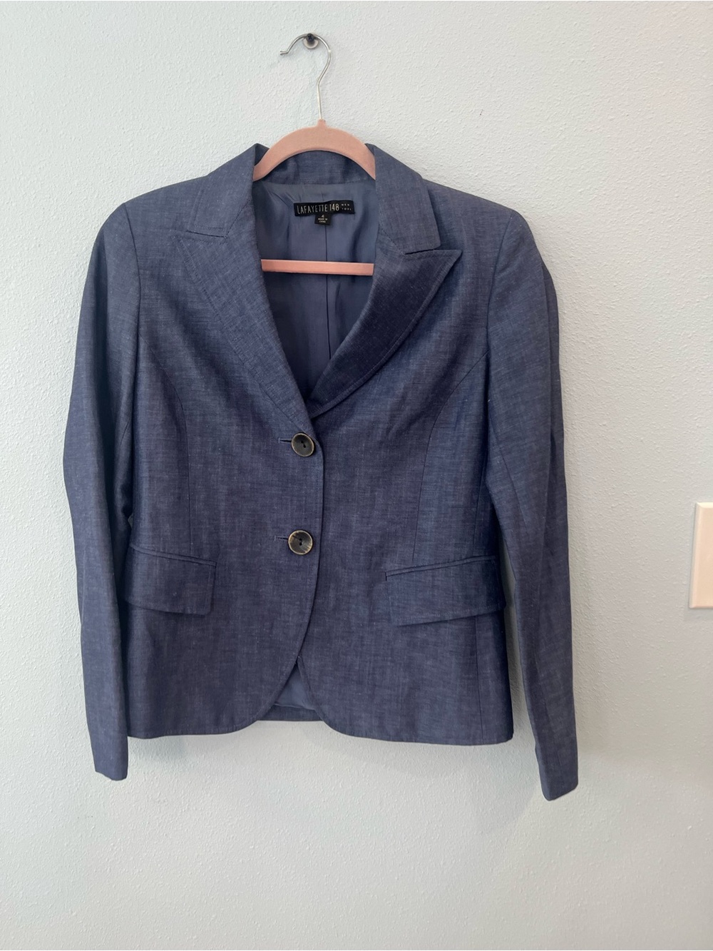 Lafayette 148 New York Navy Two-Button Womens Blazer